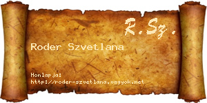 Roder Szvetlana névjegykártya